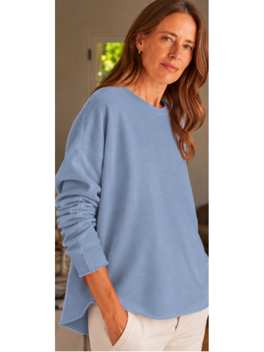 Frank & Eileen Slate Blue Anna Capelet Sweatshirt L New